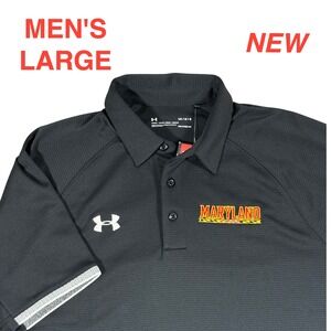 Under Armour Maryland Terrapins Polo Golf Shirt Mens Large Black Performance NEW